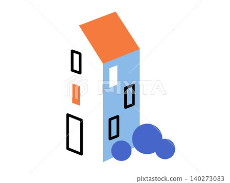 Isometric house with orange roof vector illustration. Real estate, urban planning, property, construction, architecture, housing market. Modern apartment building with geometric shapes Isometric house with orange roof vector illustration. Real estate, urban planning, property, construction, architecture, housing market. Modern apartment building with geometric shapes 140273083