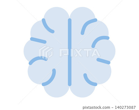 Minimalist light blue human brain icon vector illustration. Mental health, neurology, psychology, cognitive science, medical research, artificial intelligence. Anatomical mind organ graphic 140273087