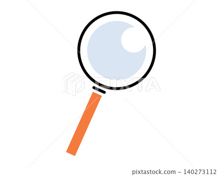 Magnifying glass with an orange handle vector illustration. Search engine optimization, data analysis, investigation, research, discovery, information lookup. Handheld loupe with a circular frame Magnifying glass with an orange handle vector illustration. Search engine optimization, data analysis, investigation, research, discovery, information lookup. Handheld loupe with a circular frame 140273112
