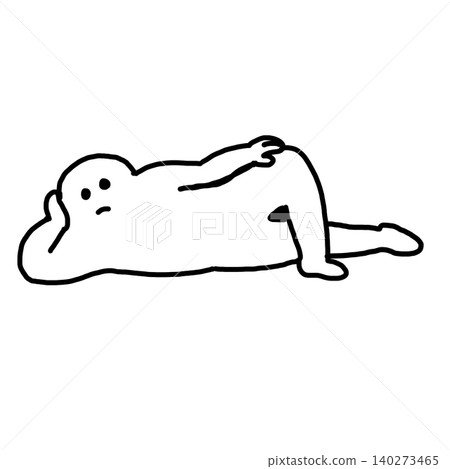 一張簡單的斜倚人線條畫 一張簡單的斜倚人線條畫 140273465