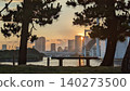 從台場公園眺望，夕陽灑滿大地，景色迷人。 140273500