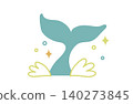 Hand-drawn illustration of a whale's tail 140273845