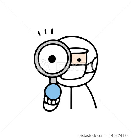 Illustration of a factory worker viewed with a magnifying glass Illustration of a factory worker viewed with a magnifying glass 140274184