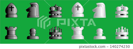 國際象棋棋子的向量圖 國際象棋棋子的向量圖 140274230