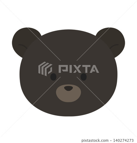 A simple and cute flat illustration of a black bear's face. 140274273