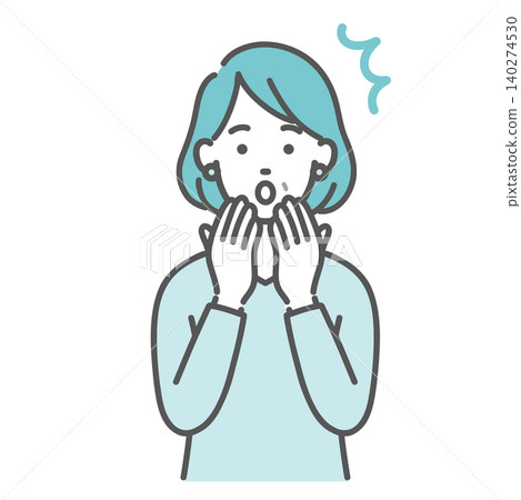 一幅中年女性驚訝表情的插圖。 一幅中年女性驚訝表情的插圖。 140274530