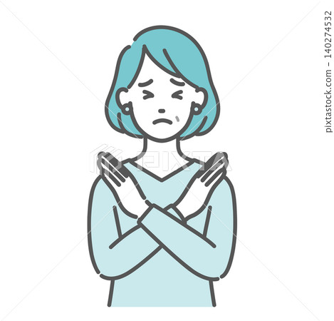 插圖展示了中年女性應該避免或給出錯誤答案的姿勢。 140274532