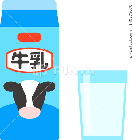 紙盒裝牛奶和玻璃杯裝牛奶 紙盒裝牛奶和玻璃杯裝牛奶 140275070
