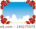 Vintage Calligraphy Style Frame Material 297 <Hibiscus Frame, Decorative Border, Decorative Frame, Flower, Tropical, Sky> 140275074