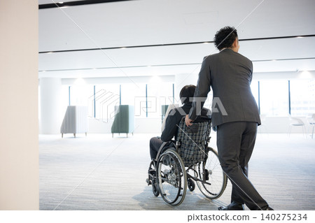 Support for accessibility in the office, including assisting wheelchair users while moving around, and the image of employing people with disabilities. Support for accessibility in the office, including assisting wheelchair users while moving around, and the image of employing people with disabilities. 140275234