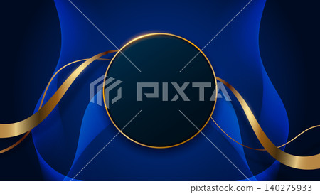 Premium Corporate Showcase Background with Gold Curved Lines and Circular Display. Vector eps10 illustration Premium Corporate Showcase Background with Gold Curved Lines and Circular Display. Vector eps10 illustration 140275933