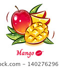 Cute mango illustration | Fresh fruit pop art vector material 140276296