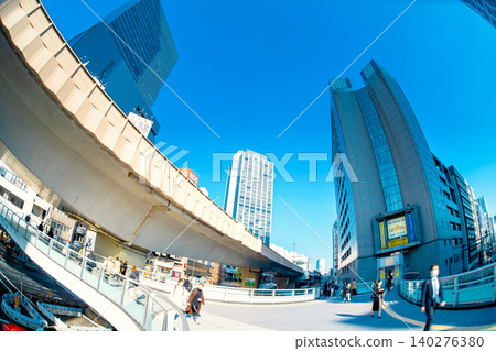Fisheye lens photography in front of Shibuya Station 140276380