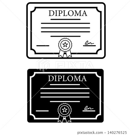 Diploma icon. Certificate sign. Diploma filled and outlined symbol. flat style. 140276525