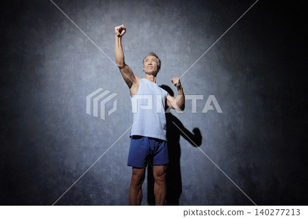 Senior man wearing sportswear posing Senior man wearing sportswear posing 140277213