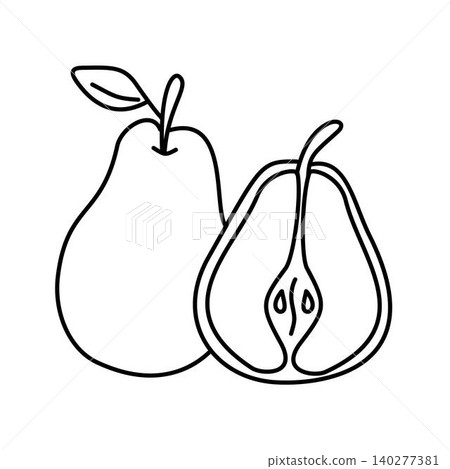 outline illustration of pear and half pear outline illustration of pear and half pear 140277381