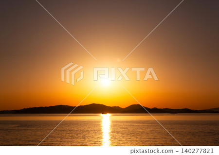 Sunset over the Seto Inland Sea as seen from Matsuyama, Ehime Prefecture Sunset over the Seto Inland Sea as seen from Matsuyama, Ehime Prefecture 140277821