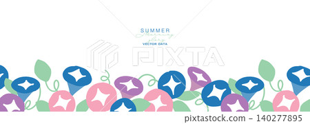 Summer morning glory illustration. Morning glory vector frame. Summer plant background. Summer morning glory illustration. Morning glory vector frame. Summer plant background. 140277895