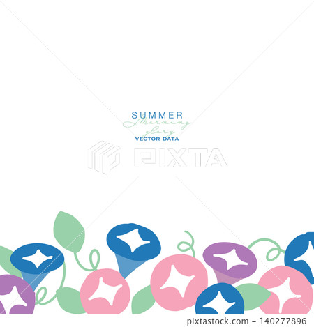Summer morning glory illustration. Morning glory vector frame. Summer plant background. Summer morning glory illustration. Morning glory vector frame. Summer plant background. 140277896