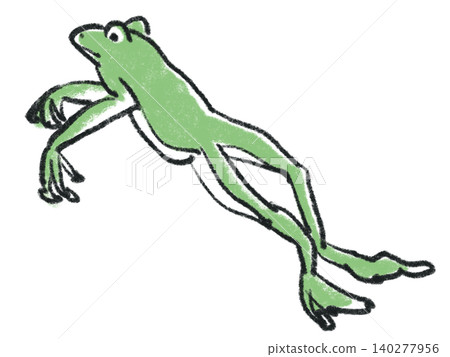 A hand-drawn style illustration of a jumping frog A hand-drawn style illustration of a jumping frog 140277956