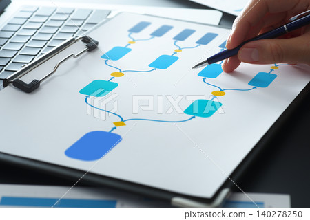Decision tree diagram. Visualization of classification structure. Engineers who create decision trees for AI model development. Decision tree diagram. Visualization of classification structure. Engineers who create decision trees for AI model development. 140278250