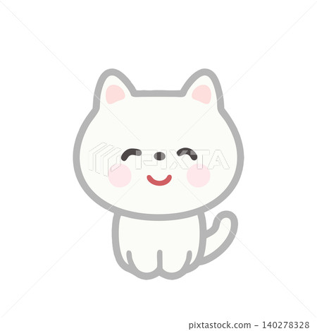 一隻貓咧嘴笑著坐著 140278328