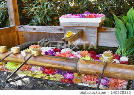 Kusatsu Onsen: Flower water basin at Shirane Shrine (Kusatsu, Kusatsu Town, Agatsuma District, Gunma Prefecture) Kusatsu Onsen: Flower water basin at Shirane Shrine (Kusatsu, Kusatsu Town, Agatsuma District, Gunma Prefecture) 140278386