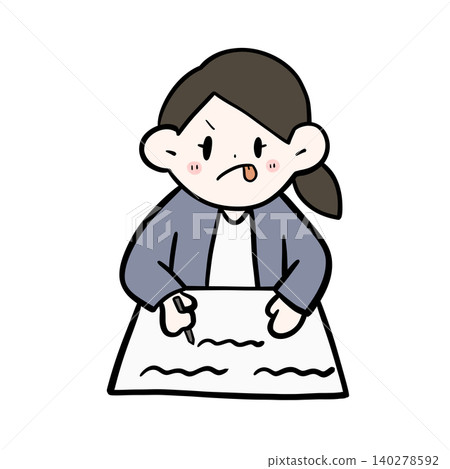 一位女上班族認真書寫文件的插圖 | 專注、熱情、勤奮 一位女上班族認真書寫文件的插圖 | 專注、熱情、勤奮 140278592