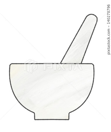 A simple illustration of a white mortar and pestle. 140278796