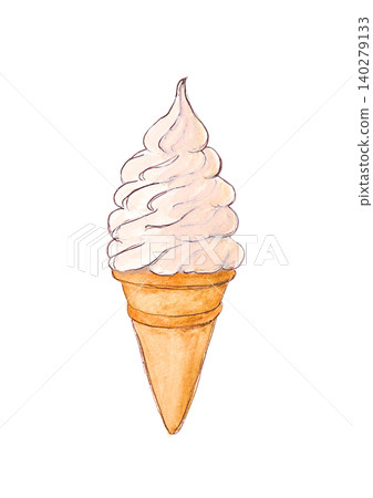 Hand-drawn watercolor illustration of soft serve ice cream Hand-drawn watercolor illustration of soft serve ice cream 140279133