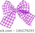 Purple Large Gingham Bow Illustration 140279293