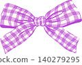 Small Purple Gingham Bow Illustration 140279295