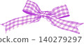 Retro Purple Gingham Ribbon Bow Illustration 140279297