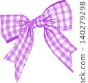 Retro Purple Large Gingham Bow Illustration 140279298