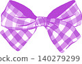 Decorative Purple Small Gingham Bow Illustration 140279299