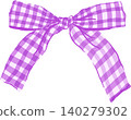 Cute Purple Gingham Ribbon Bow Illustration 140279302