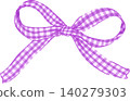 Playful Purple Gingham Ribbon Bow Illustration 140279303