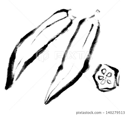 水墨畫,墨繪,秋葵插圖 水墨畫,墨繪,秋葵插圖 140279513