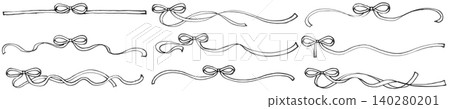 A set of narrow ribbon lines drawn with softly colored markers, monochrome 1 A set of narrow ribbon lines drawn with softly colored markers, monochrome 1 140280201