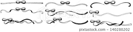 A set of narrow ribbon lines drawn with softly colored markers, monochrome 2 A set of narrow ribbon lines drawn with softly colored markers, monochrome 2 140280202