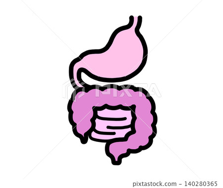 Simple icons for the stomach and intestines (colored) Simple icons for the stomach and intestines (colored) 140280365