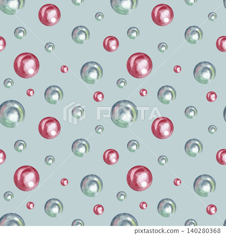 Seamless pattern with white and pink pearl beads. Hand-drawn watercolor illustration. Gray background. For clothing and home decor textiles, curtains, tablecloths, wrapping paper, wallpaper, and more. Seamless pattern with white and pink pearl beads. Hand-drawn watercolor illustration. Gray background. For clothing and home decor textiles, curtains, tablecloths, wrapping paper, wallpaper, and more. 140280368