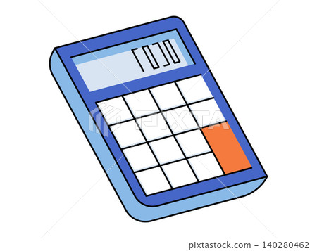 Blue electronic calculator with digital display vector illustration. Accounting services, financial planning, tax calculation, business management, education tools, math analysis. Portable computing Blue electronic calculator with digital display vector illustration. Accounting services, financial planning, tax calculation, business management, education tools, math analysis. Portable computing 140280462