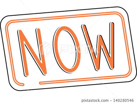 Orange NOW text in rounded frame vector illustration. Market urgency, immediate action, limited time, sales promotion, call to action, business efficiency. Current moment lettering in frame Orange NOW text in rounded frame vector illustration. Market urgency, immediate action, limited time, sales promotion, call to action, business efficiency. Current moment lettering in frame 140280546