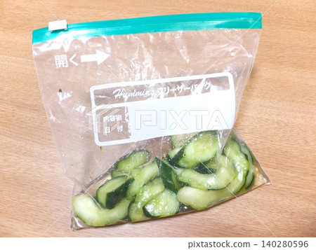 Pickled chayote in a storage bag 140280596