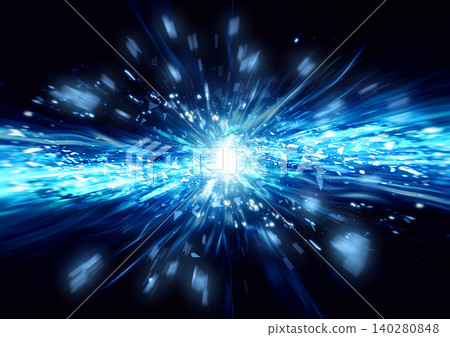 A futuristic energy explosion background with a burst of blue light | Abstract image of digital technology and outer space 140280848