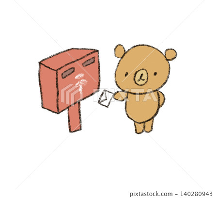 A bear putting a letter in the mailbox 140280943