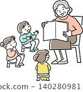 老婦人給孩子讀書 140280981