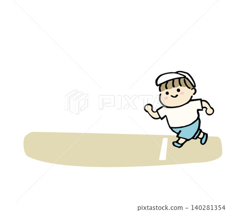 An illustration of a boy running in a school sports day race. An illustration of a boy running in a school sports day race. 140281354