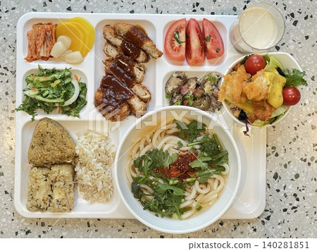 A vibrant spread of Korean food on the table, featuring various banchan (side dishes) like kimchi, pickled vegetables, and seasoned greens. Perfect for food photography, showcasing traditional Korean. A vibrant spread of Korean food on the table, featuring various banchan (side dishes) like kimchi, pickled vegetables, and seasoned greens. Perfect for food photography, showcasing traditional Korean. 140281851